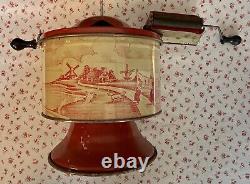 Antique Wolverine Red Dutch Litho Children's Toy Washing Machine in Original Box