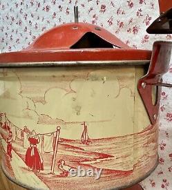 Antique Wolverine Red Dutch Litho Children's Toy Washing Machine in Original Box