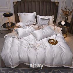 Luxury Bedding Set Embroidery Duvet Cover Bed Sheet Pillow Cases Queen King Size