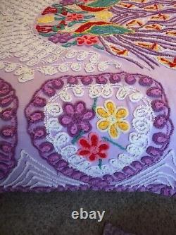 MCM Chenille Double Peacock Purple Bedspread Full/Queen