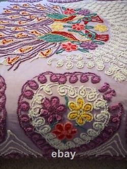 MCM Chenille Double Peacock Purple Bedspread Full/Queen