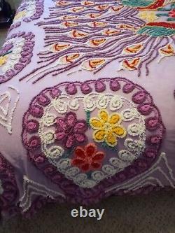 MCM Chenille Double Peacock Purple Bedspread Full/Queen