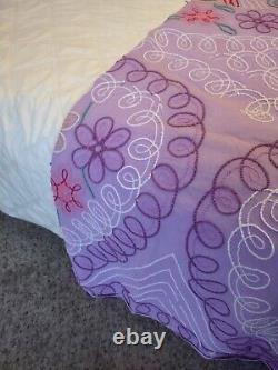 MCM Chenille Double Peacock Purple Bedspread Full/Queen