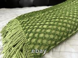 RARE Green on Green BEAUTIFUL Vintage Chenille Bedspread/Blanket 92x102EUC
