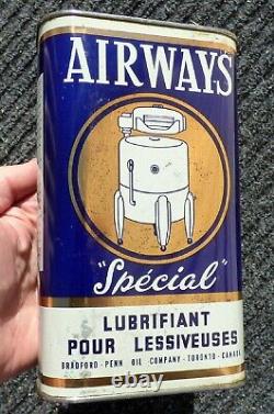 Rare Canadian AIRWAYS 1 Imperial Quart washing machine oil can FREE SHIPPING