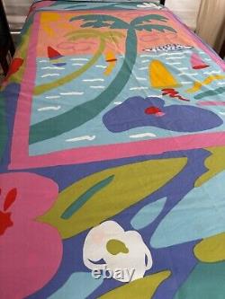 True Vtg 80s Ken Done Artist Twin Bed Duvet Comforter Cover Sailboats Palm Trees