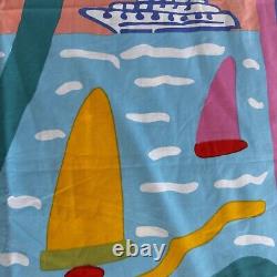 True Vtg 80s Ken Done Artist Twin Bed Duvet Comforter Cover Sailboats Palm Trees
