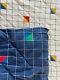Vtg 90s Cannon Geometric Grid Reversible Twin Comforter Blue White Primary Color
