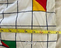 VTG 90s Cannon Geometric Grid Reversible Twin Comforter Blue White Primary Color
