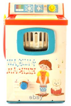 Vintage 1960s Yonezawa Wind-Up Tin Toy Washing Machine Japan Rare Home Appliance