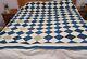 Vintage Diamond Quilt In Blue, White & Some Khaki (65 In. By 78 In.)