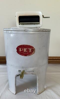 Échantillon ou jouet de vendeur de machine à laver à essor en métal vintage rare de Pet Mfg