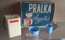 Jouet de machine à laver vintage à remontage, époque soviétique, objet original CCCP URSS, fonctionne.