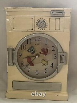 RARE ! Horloge murale Kirch Vtg Machine à laver / Laverie en céramique HTF