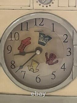 RARE ! Horloge murale Kirch Vtg Machine à laver / Laverie en céramique HTF