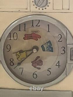 RARE ! Horloge murale Kirch Vtg Machine à laver / Laverie en céramique HTF