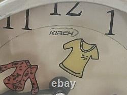 RARE ! Horloge murale Kirch Vtg Machine à laver / Laverie en céramique HTF