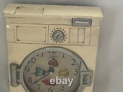 RARE ! Horloge murale Kirch Vtg Machine à laver / Laverie en céramique HTF