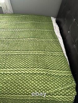 RARE Vert sur Vert MAGNIFIQUE Couverture/Jeté en Chenille Vintage 92x102 EUC